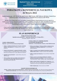 Podatkowa Konferencja Naukowa 26 maja 2022 r.