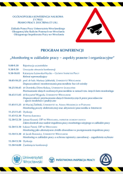 Konferencja naukowa „Monitoring w zakładzie pracy – aspekty prawne i organizacyjne” 10 czerwca 2022 r.
